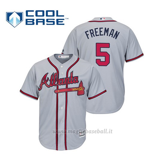 Maglia Baseball Uomo Atlanta Braves Freddie Freeman Cool Base Majestic Road 2019 Grigio